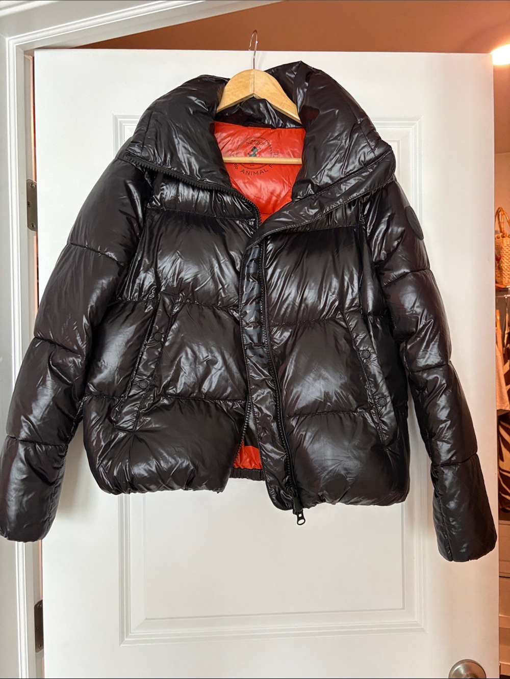 SAVE THE DUCK Glossy Black Puffer Coat